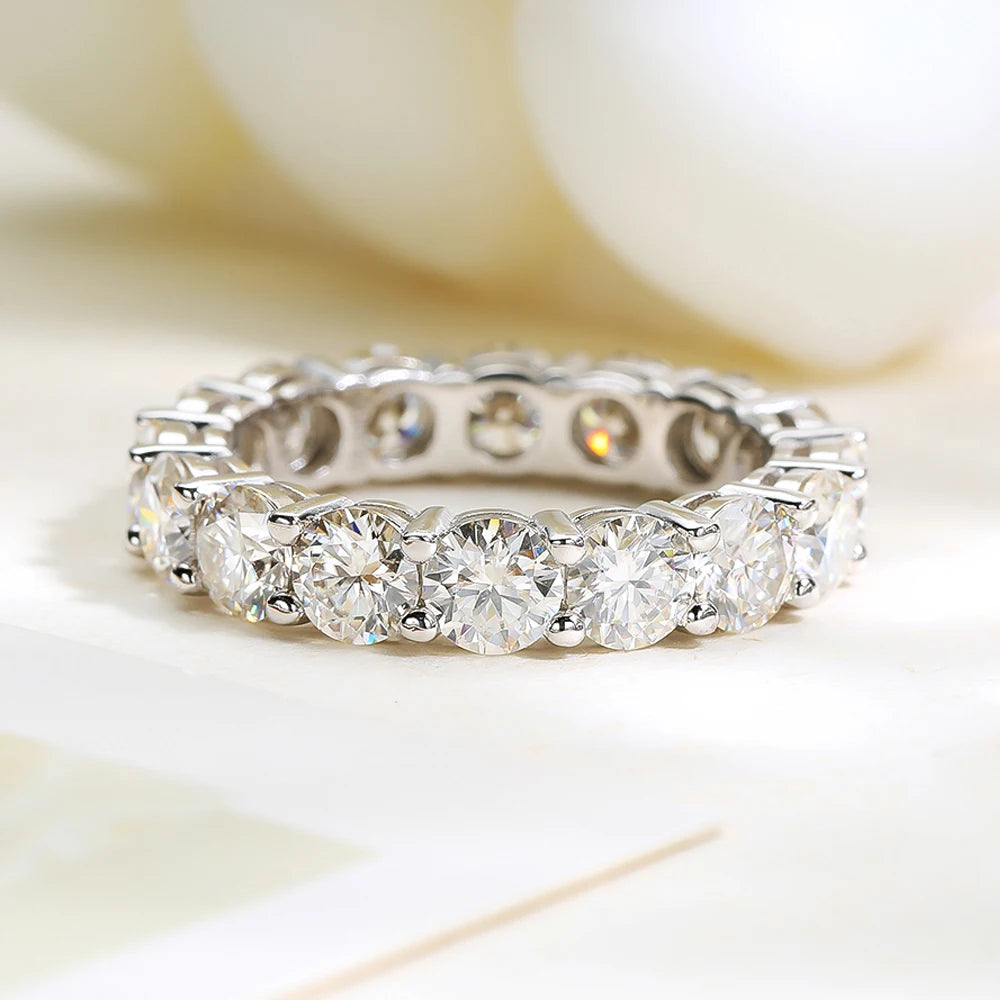 Serenity 3mm 5mm D Color All Moissanite Row Rings For Women Wedding Bridal 100% S925 Sterling Silver Plated 18K Eternity Rings - Madeinsea©