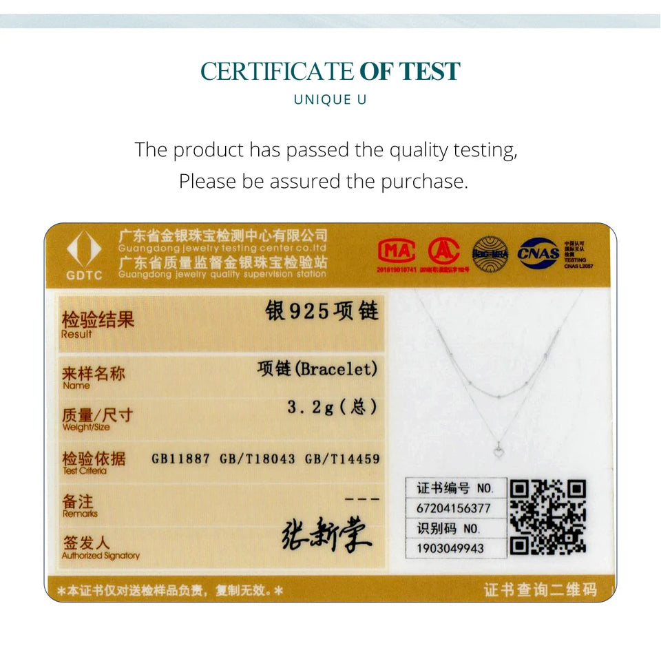 BAMOER 925 Sterling Silver Romantic Heart Pendant Necklace for Women Gold Double Layer Choker Female Fine Jewelry Anniversary