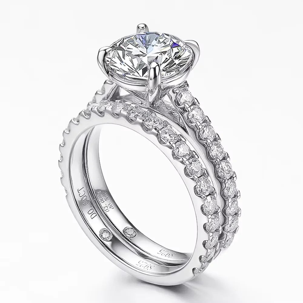 Serenity 5.28ct All Moissanite Rings Set Women Gift Sparkling Lab Diamond Wedding Rings S925 Sterling Silver Plated 18K Jewelry