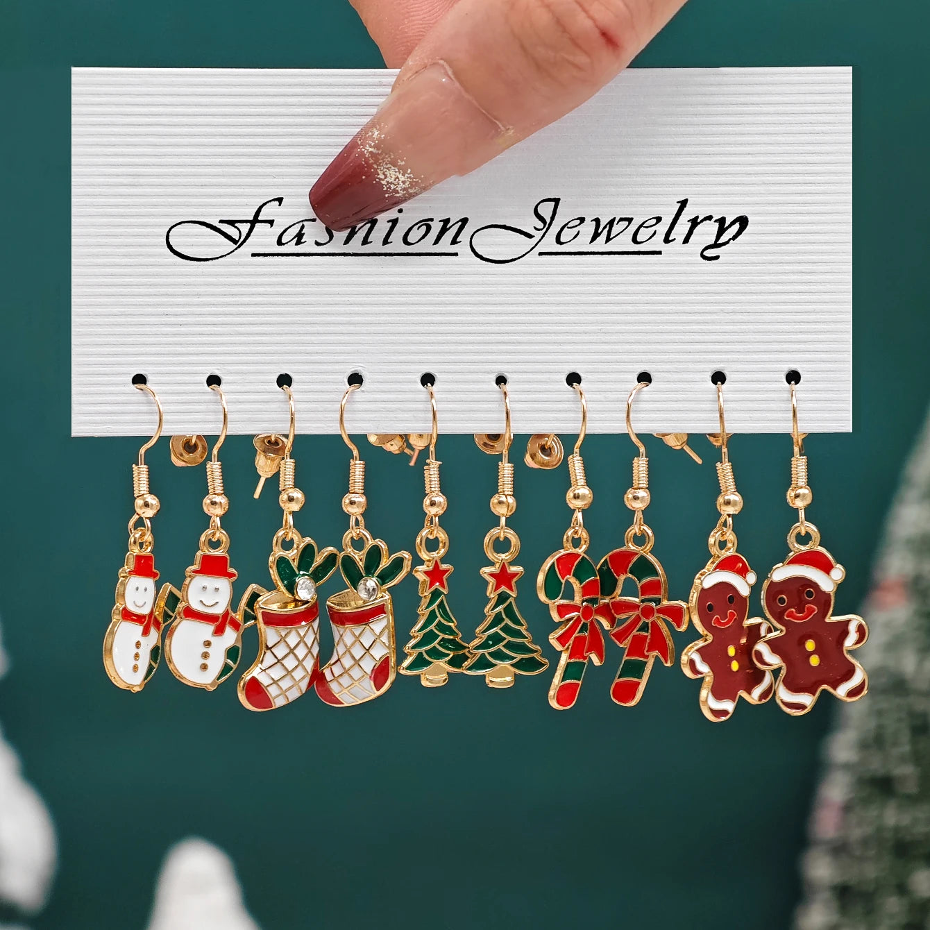 Christmas Alloy Drip Earrings Unique Reindeer Snowman Hat Snowflake Tree Women Accessories