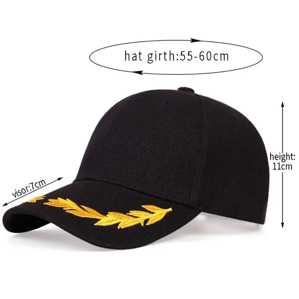 Fashion Brim Design Baseball Caps Wheat Ear Embroidery Casual Style Casual Hats Adjustable Sunscreen Hat Outdoor Activities