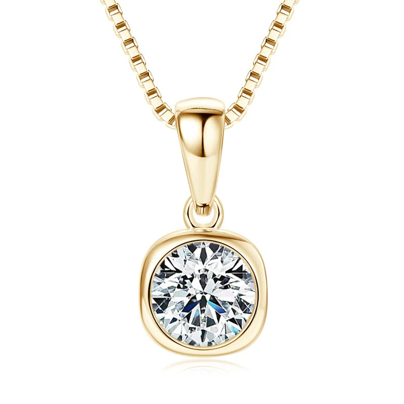 OXTAO 1CT Moissanite Pendant Necklace Glittering Lab Diamond for Women Necklace Birthday Party Jewelry Gift Real 925 Silver