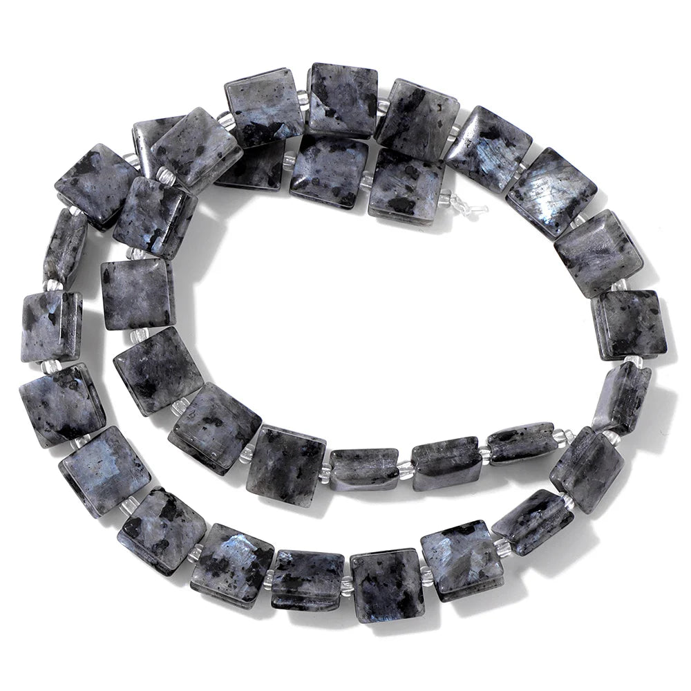 Natural Dark Labradorite Stone Bead Black Spectrolite Faceted Round Leaf Square Loose Spacer Beads For Jewelry Making Handmade