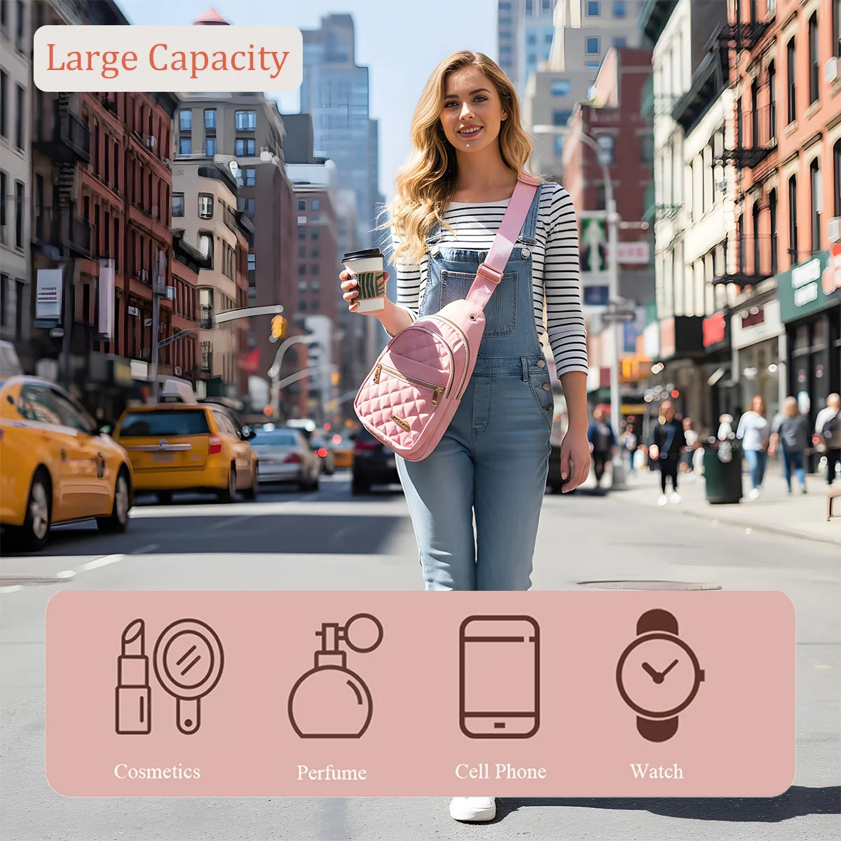 Adjustable Quilted Sling Backpack Outdoor Travel Bag For Men Women Casual Crossbody Small Sling Backpack Sling Bags