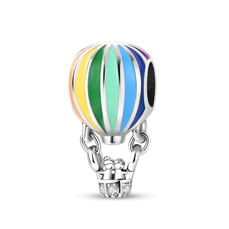 Romantic 925 Silver Couple Colourful Heart Shaped Hot Balloon Charms Beads Fit 3mm 925 Original Bracelets DIY Jewelry Gifts