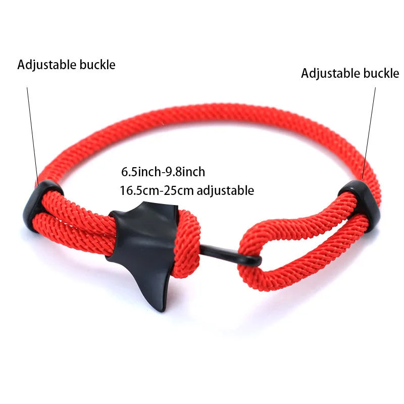 Men Devilfish Bracelet Adjustable Marine Animal Hand Rope Beach Surf Long Rope Manta Braclet Wristlet Jewelry Pulseira