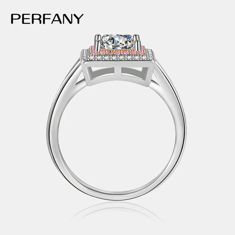 PERFANY 5.5mm 1CT Princess Cut Moissanite Diamond Ring  for Women Rose Gold Color Elegance And Sparkle Jewelry Accessory - Madeinsea©