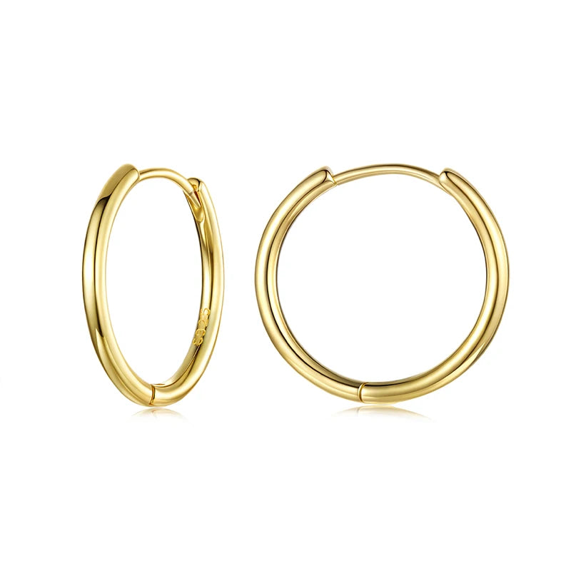 BAMOER Gold Hoop Earrings for Women, 925 Sterling Silver Minimalist Huggie Hoops Cartilage Piercing Earrings Ear Cuff for Women