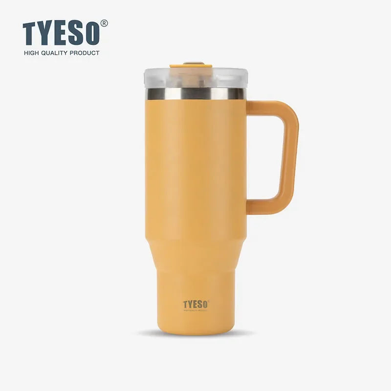 Tyeso 900/1200ml Stainless Steel Vacuum Insulated Travel Mug BPA Free Hot & Cold Coffee Tumbler with Handle Straw Tumbler Bottle