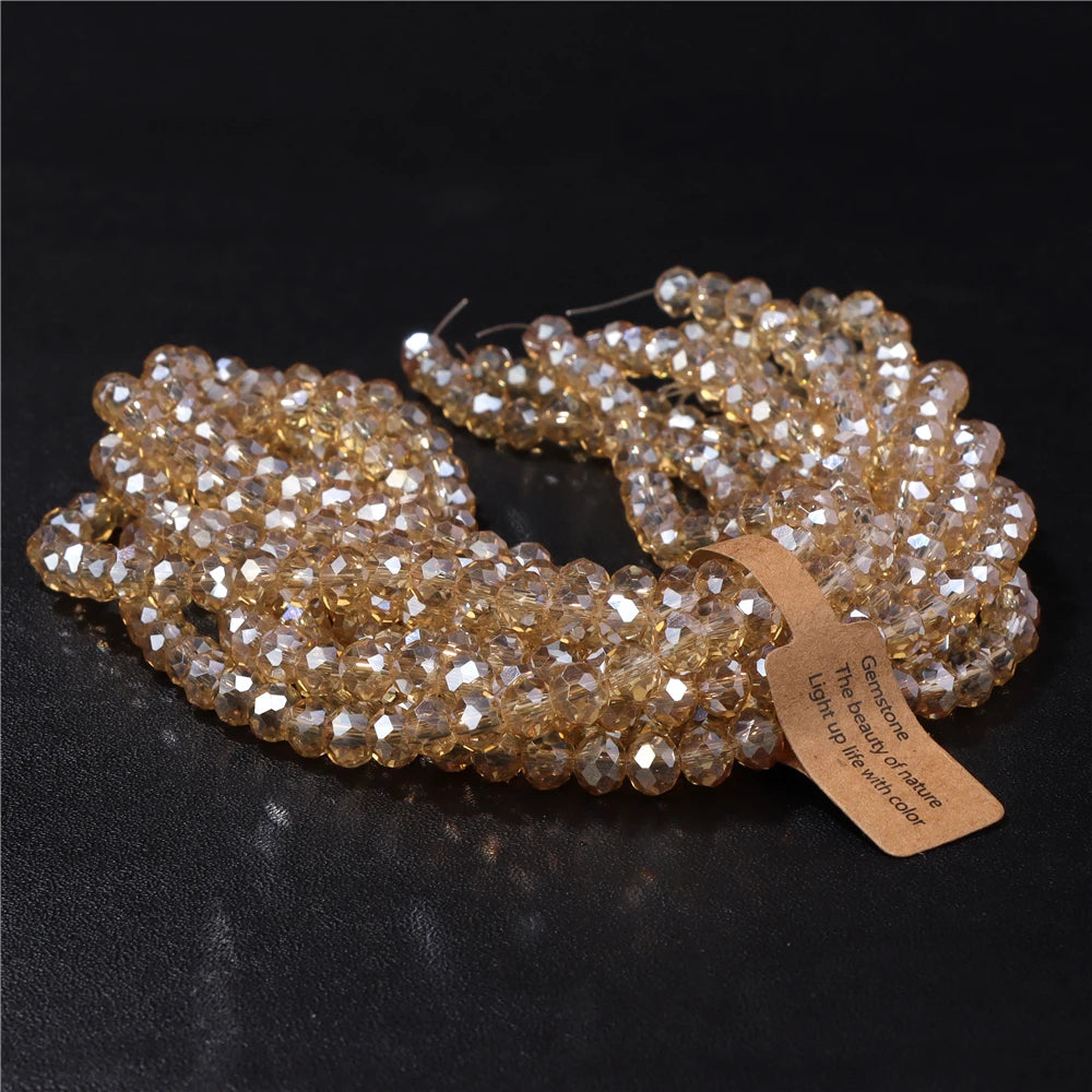 4x6MM/5X8MM Rondelle Crystal Glass Beads AB Color Faceted Loose Spacer Bead For Jewelry Making Clothing Handmade DIY 1 Strand