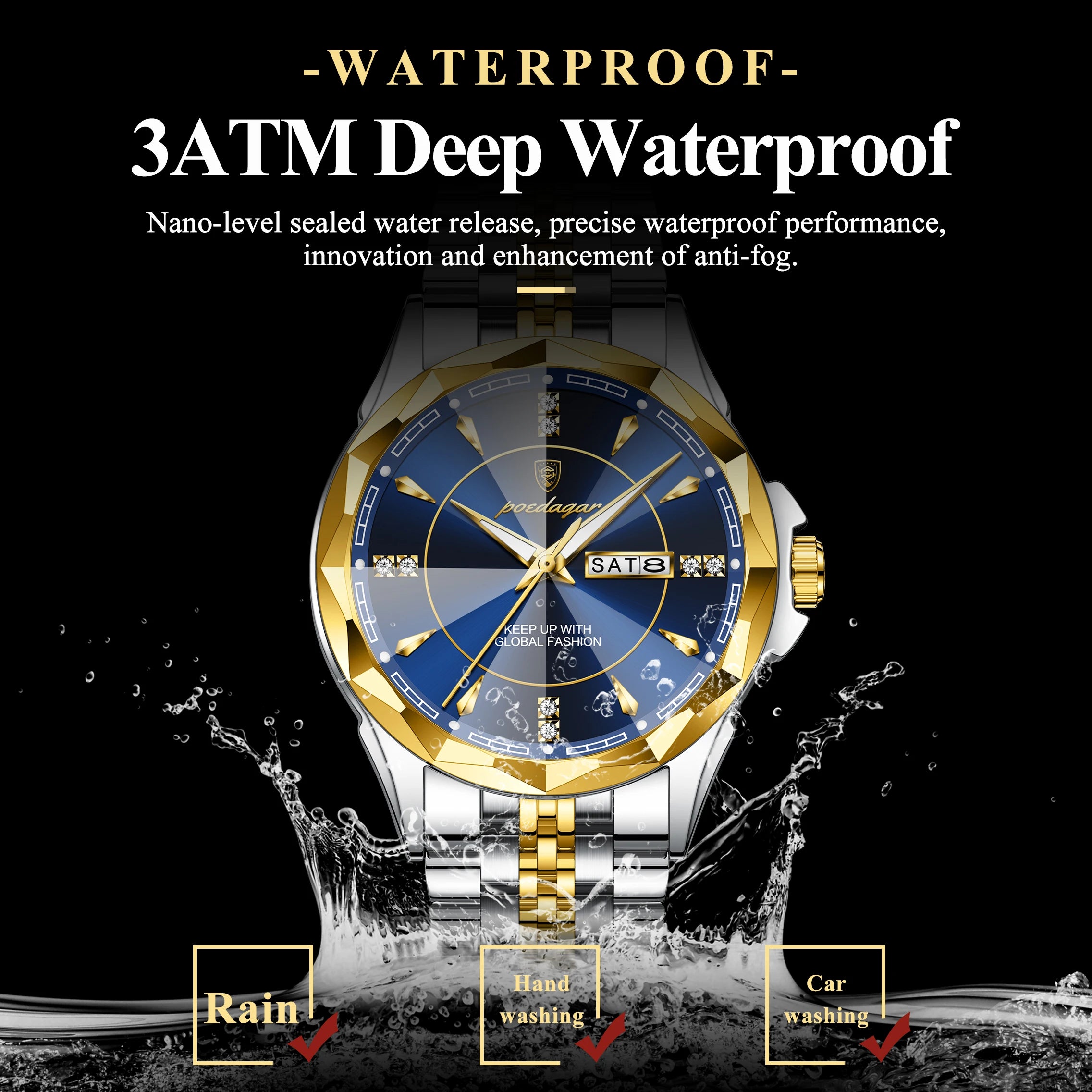 POEDAGAR Luxury Fashion Man Clock Top Business Waterproof Luminous Date Week Men's Watches Quartz Stainless Steel Men Wristwatch - Madeinsea©