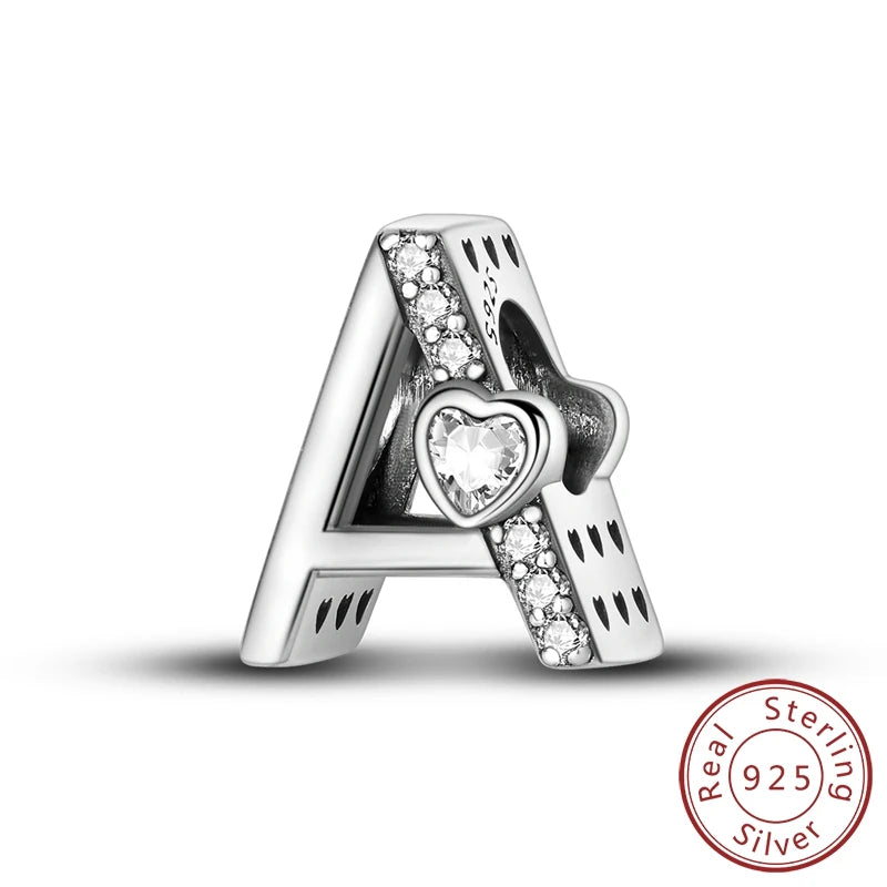 New 925 Sterling Silver Charm Beads 26 Letter Alphabet A-Z Charm Fit Original Charms Bracelet DIY Birthday Jewelry Gift Making
