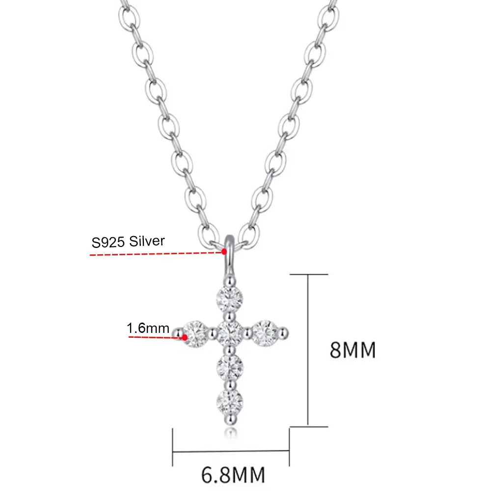 Serenity 6 Stones D Color Moissanite Cross Necklace For Women Men 100% S925 Sterling Silver Plated 18K Jesus Neck Chain Jewelry