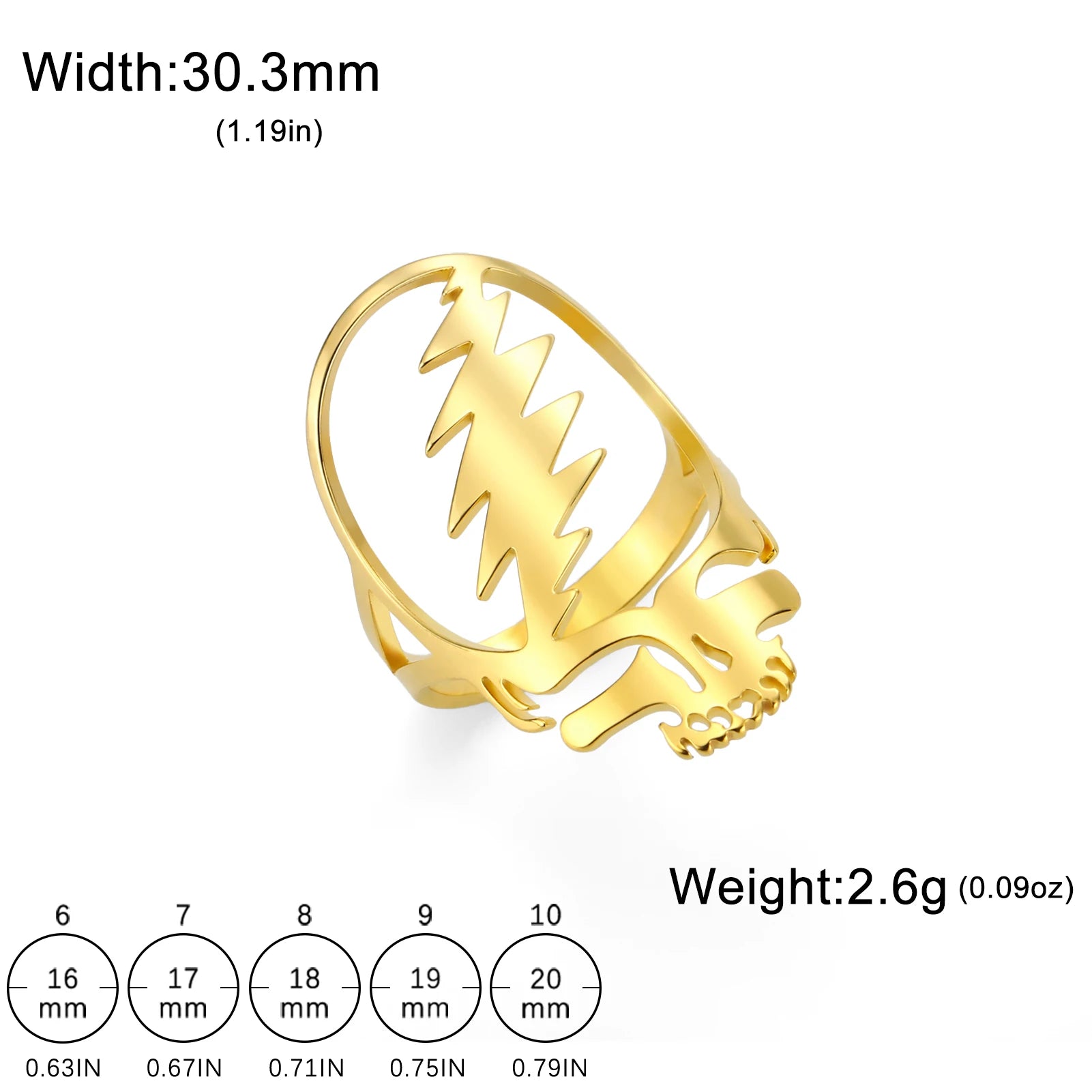 Dreamtimes Hip Hop Grateful Dead Symbol Rings for Women Men Stainless Steel Rock Skull Music Band Ring Jewelry Gift anillos