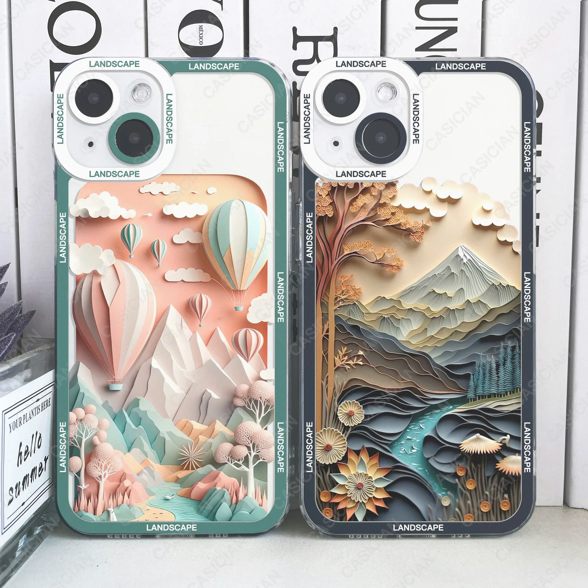 Paper Cute Landscape Creative Mountain Balloons Soft Cover Phone Case For iPhone 15 Pro Max 14 Plus 13 Mini 12 11
