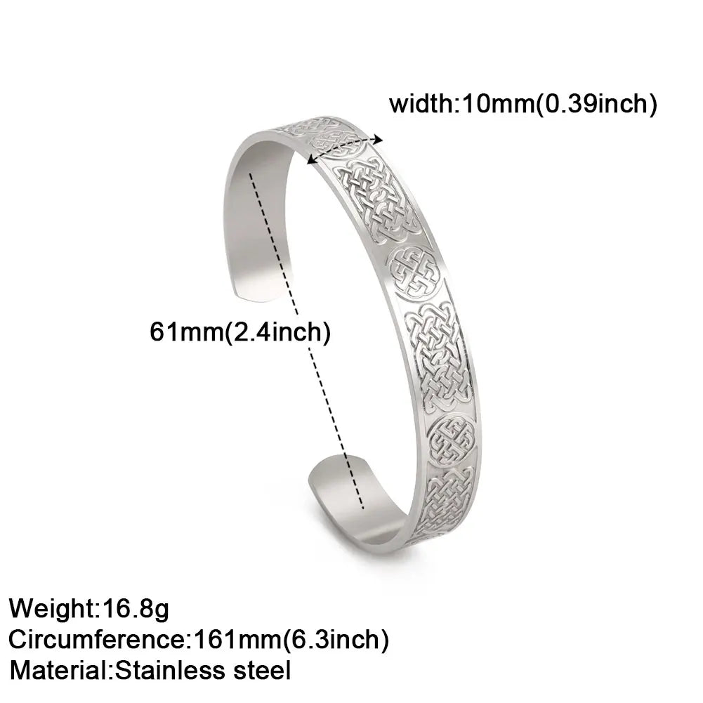 Viking Triquetra Cuff Bangle for Men Boy Stainless Steel Good Luck Celtic Knot Amulet Vintage Irish Knots Bracelet Jewelry Gift