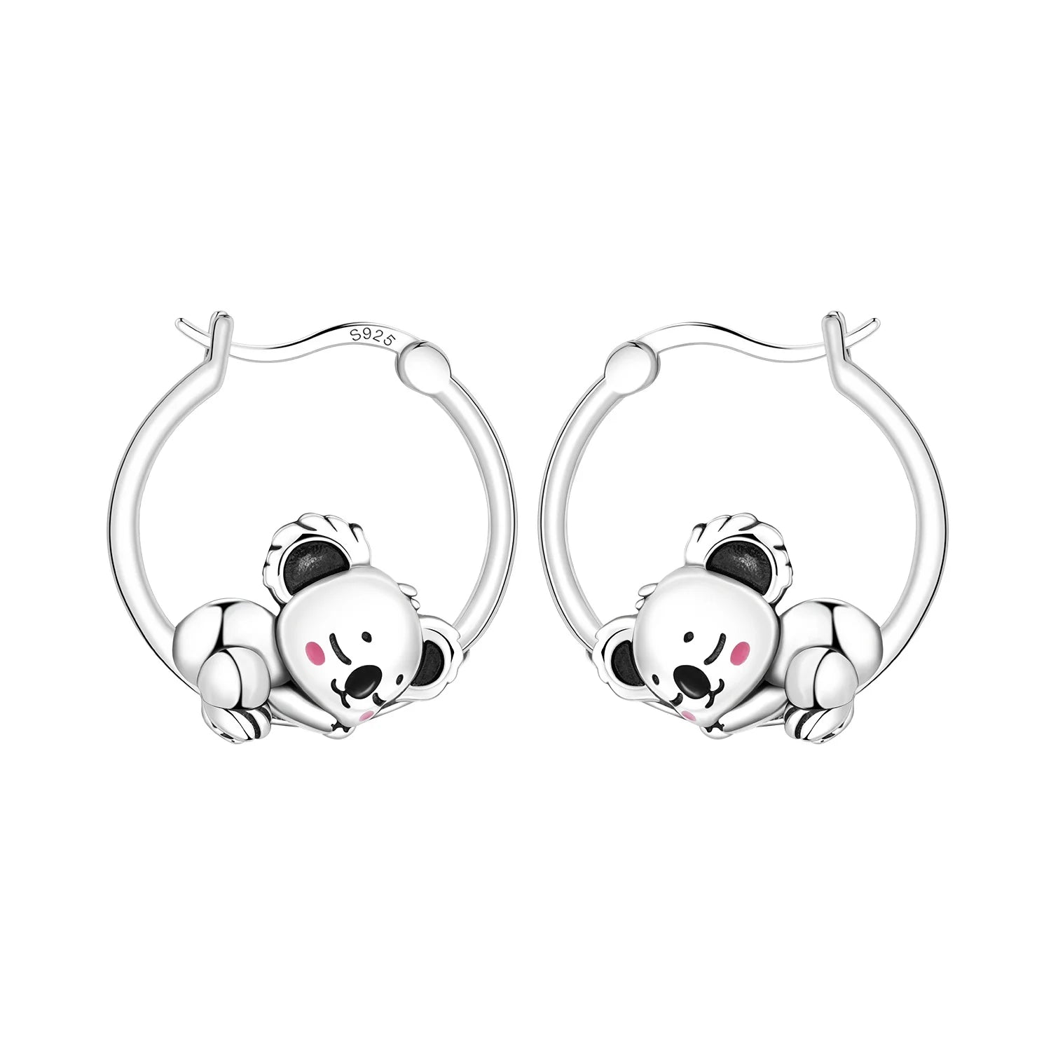 PANPOKI S925 Sterling Silver Cute Panda Animals Earrings Hoop Earrings For Women Jewelry Original Party Trendy Gifts