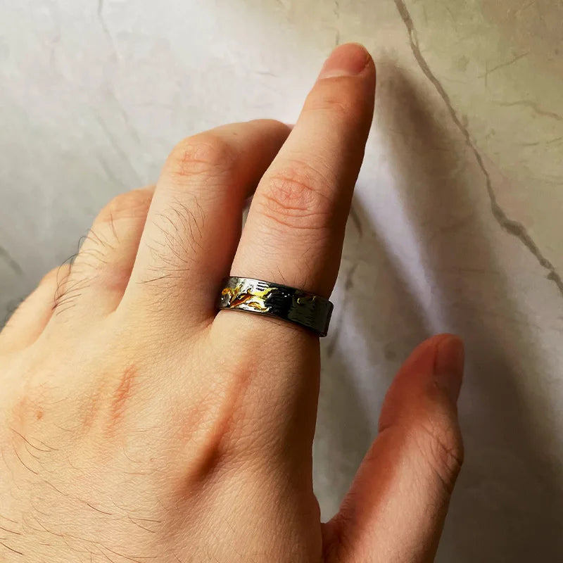 Retro Carved Crack Painting Ring For Women Men Vintage Handmade Open Ring Punk Gothic Accessories Designer Jewelry Love Gift - Madeinsea©
