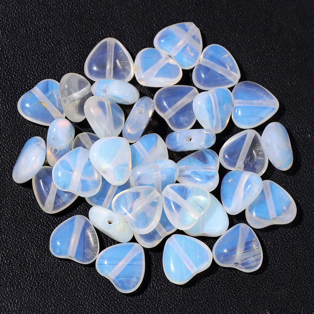 Natural Gems Heart Shape Stone Bead Central Drilled Fluorite Quartzs Loose Spacer Beads For Jewelry Making DIY Bracelet Earrings