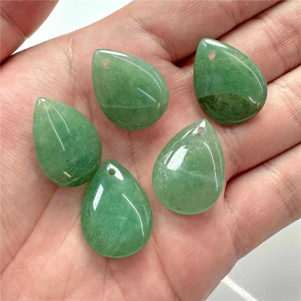 High Quality Smooth Water Drop Gem Pendant Natural Apatite Quartzs Labradorite Top Drilled Charm Bead For Jewelry DIY 18X25MM