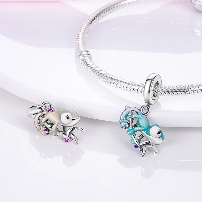 925 Silver Plated Luminous Chameleon Change Color Butterfly Insect Charms Pendant Fit Pandach 925 Original Bracelets DIY Jewelry