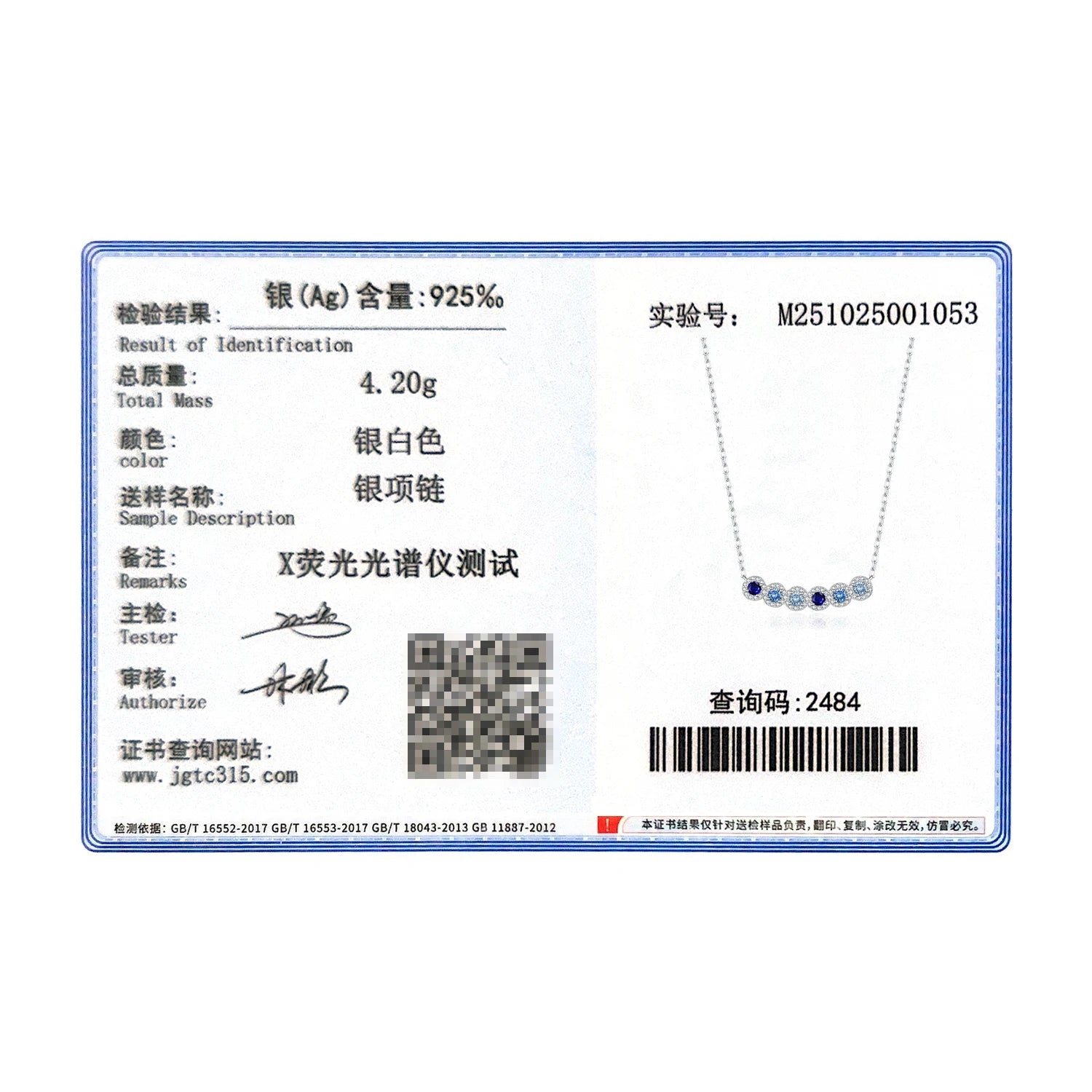 MODIAN Solid 925 Sterling Silver Fashion Simple Gradient Blue Round Zirconia Pendant Necklace For Women Daily Fine Jewelry