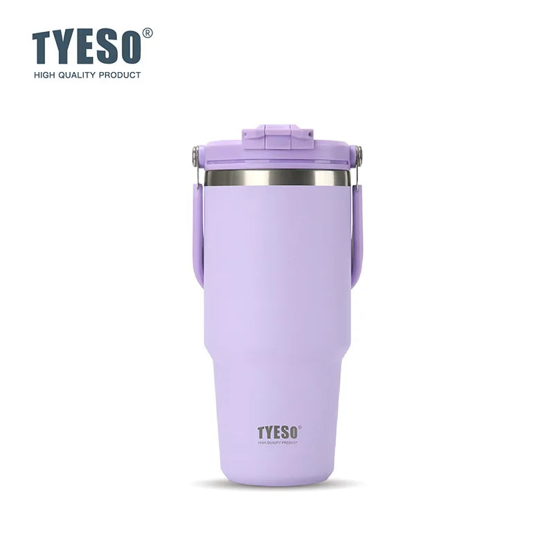 Tyeso 600ML Water Bottle Stainless Steel Vacuum Coffee Thermos with Handle Portable Vacuum Mug Thermos Insulated Car Cup Milk