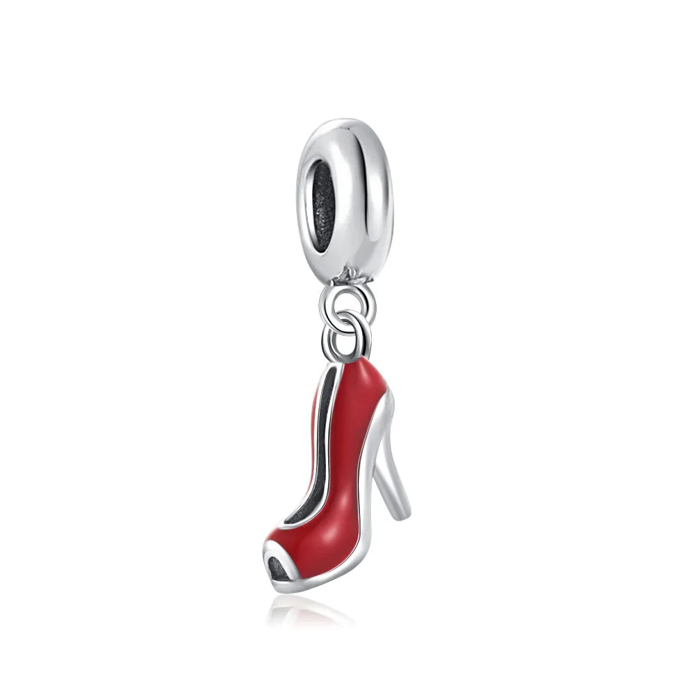 New Original 925 Silver Plated Accessories Fashion Charm Perfume High Heels Bead Fit Pendant Bracelet For Women DIY Jewelry Gift