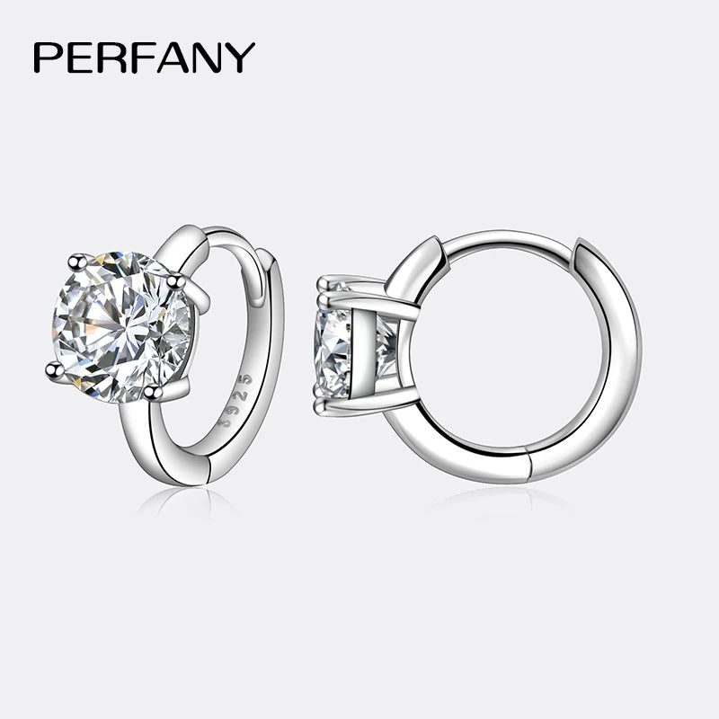 PERFANY 1CT Moissanite Earrings for Women S925 Pure Silver Simulated Diamond Simple Four Claw Earrings Fashion Wedding Jewelry - Madeinsea©