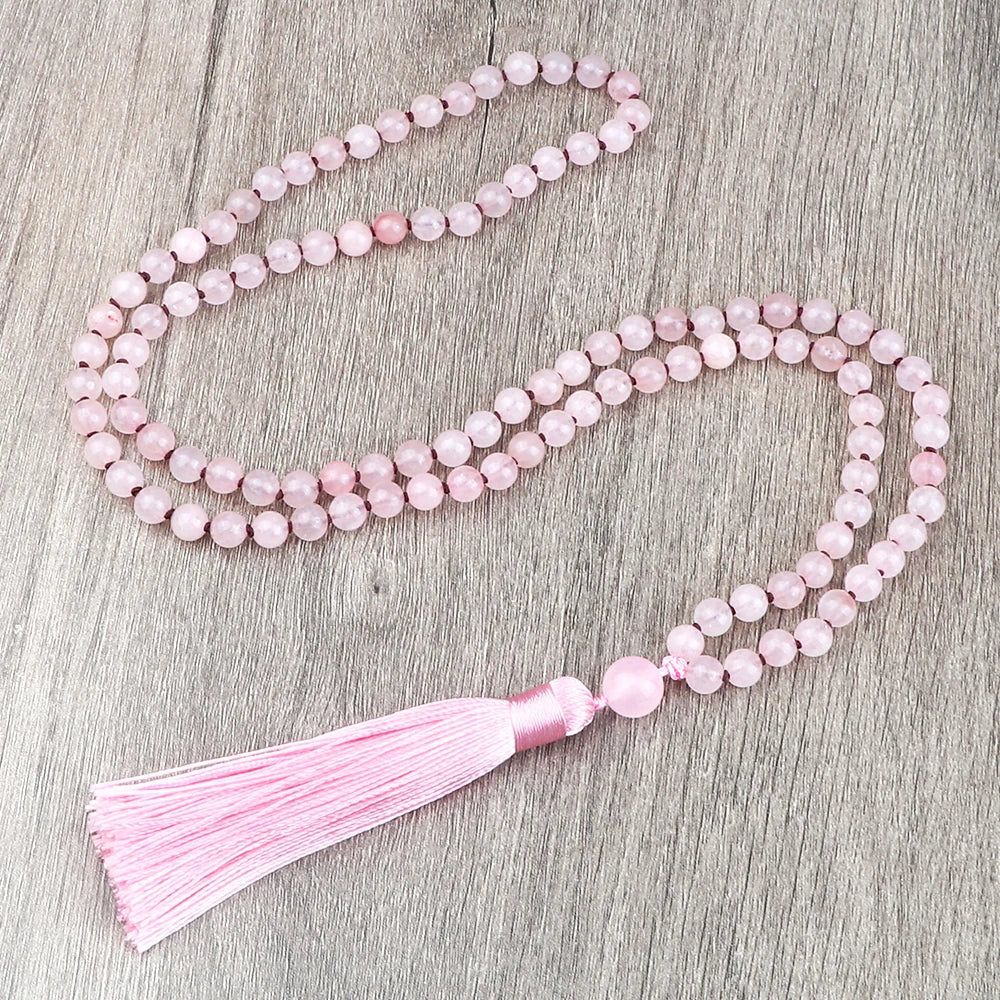 108 Mala Beaded Tassel Necklace Tiger Eyes Turquesa Meditation Yoga Jewelry Women Malachite Bohemian Ethnic Amazonite Necklace