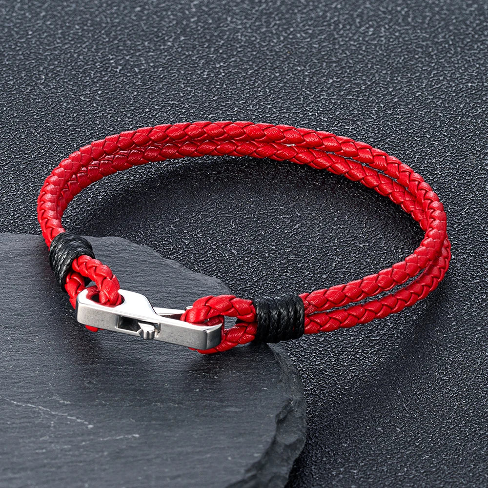 MKENDN 3 mm Echtlederarmband 316L mit quadratischer Dornschließe für Herren – ein zeitloses, elegantes Design und die perfekte Geschenkidee für Männer.