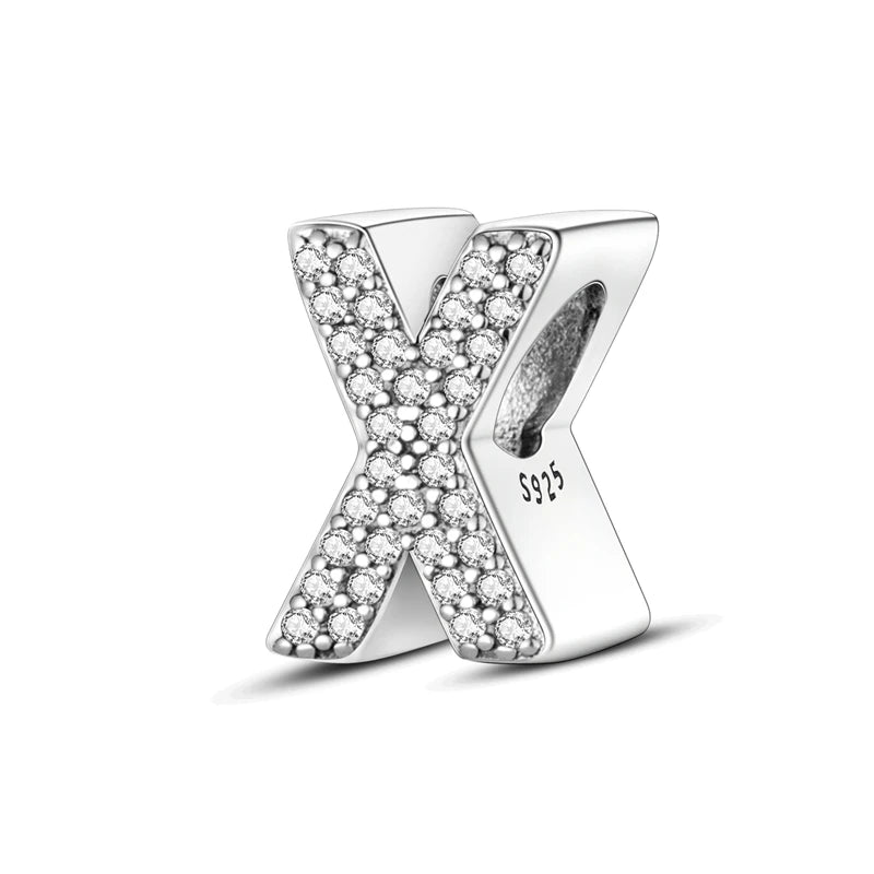 New 925 Sterling Silver Charm Beads 26 Letter Alphabet A-Z Charm Fit Original Charms Bracelet DIY Birthday Jewelry Gift Making