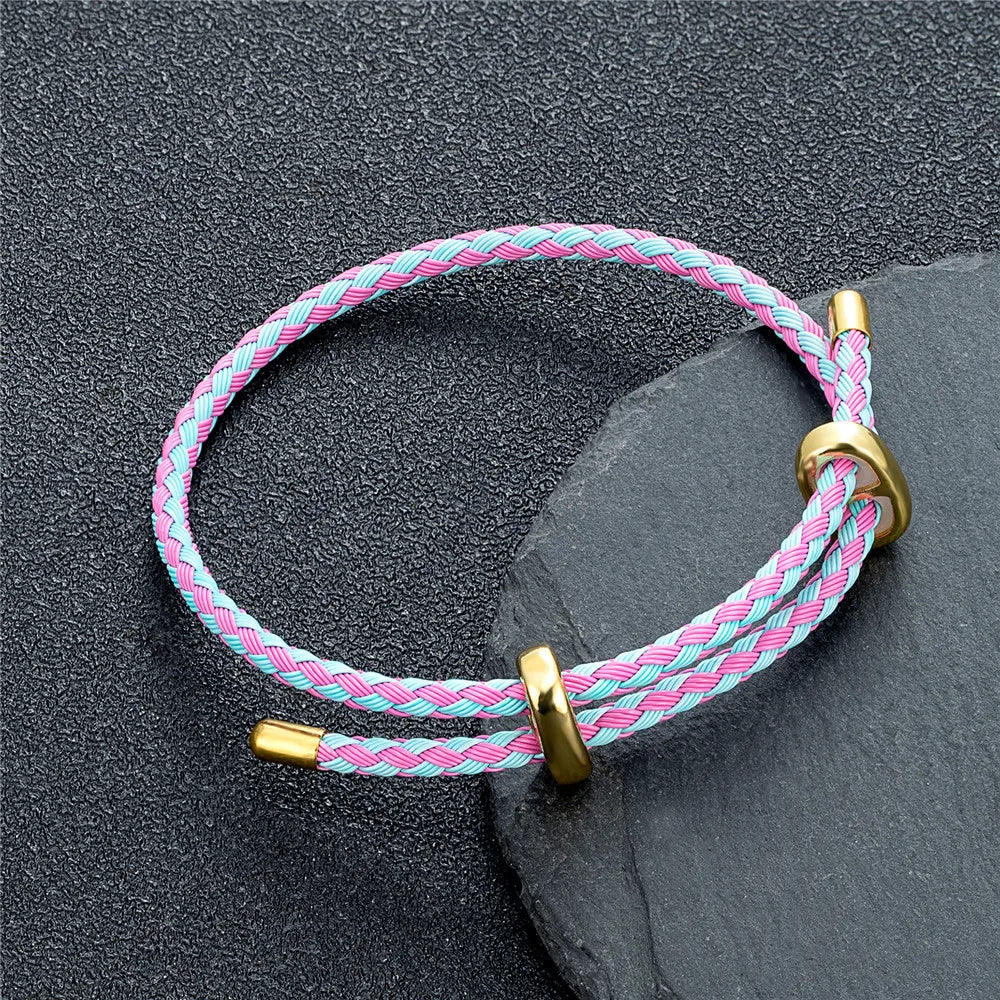 MKENDN Simple Style Men Women DIY Beads Jewelry Non-fading Steel Wire Rope Bracelet Classic Cuff Charm Bracelet for Couple Gifts