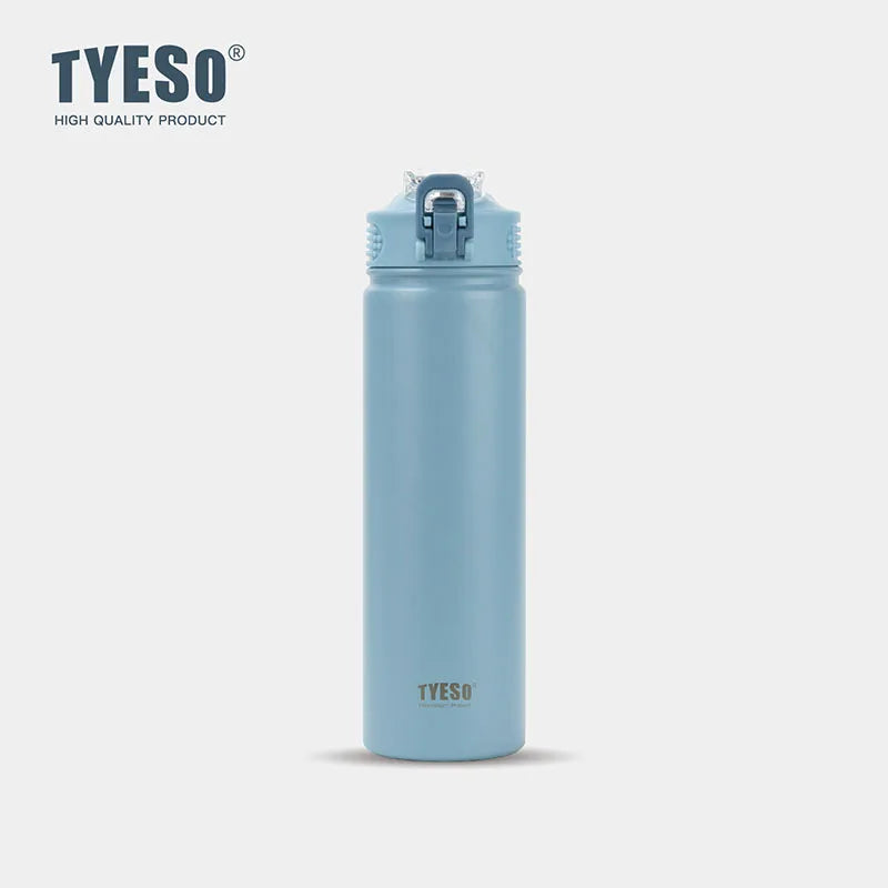 TYESO 600/750ML Stainless Steel Thermal Water Bottle with Straw Hot Cold Double Wall Vacuum Insulated Sports Cup for Coffee/Tea