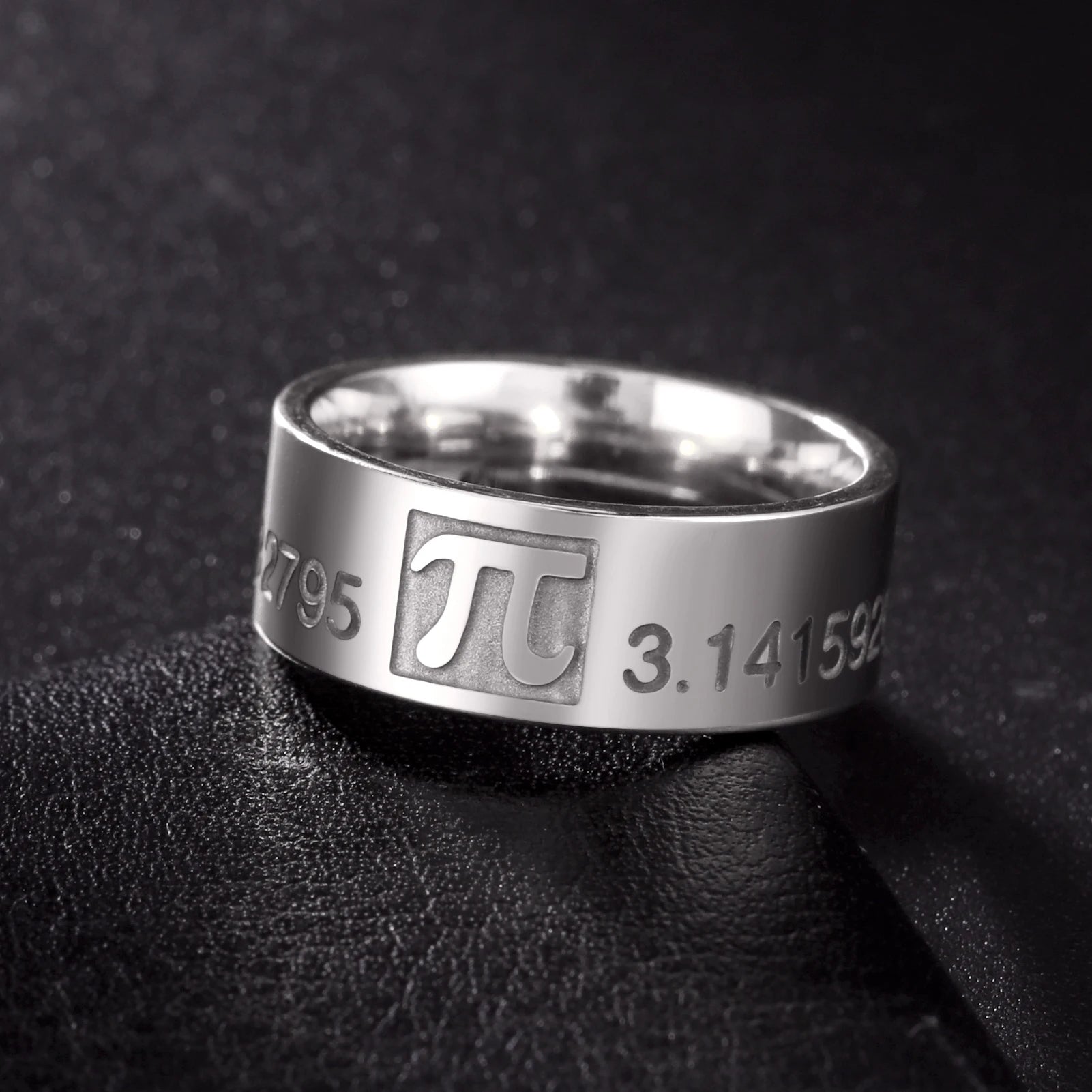 Dreamtimes π Pi Symbol Ring Vintage Greek Letter Stainless Steel 3.1415926 Ring Math Lover Party Jewelry