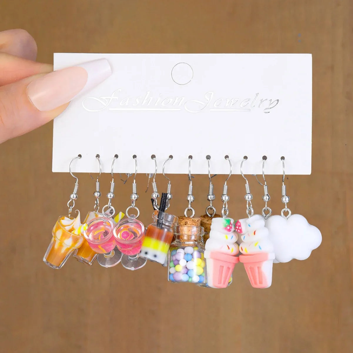 New Cartoon Heart Ice Cream Milk Tea Earrings Set for Women Girl Cute Colorful Geometric Animal Drop Earring Trendy Jewelry Gift - Madeinsea©