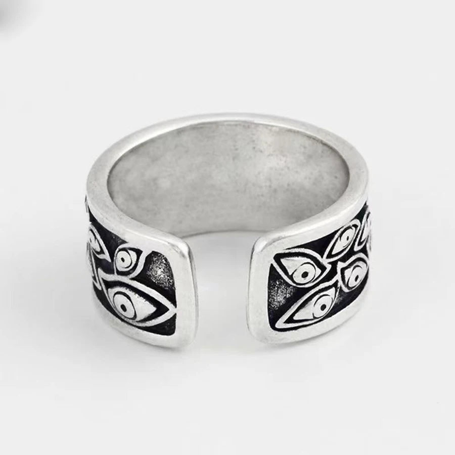 Retro Devils Eyes Ring For Men Silver Color Punk Gothic Adjustable Cuff Ring Rock HipHop Handmade Jewelry Accessories Man Gift - Madeinsea©