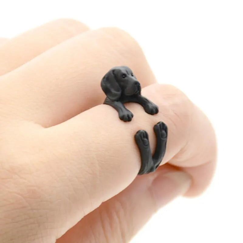 Vintage Hippie Brass Knuckle Cute Beagle&Husky&Boxer Anel Ring Boho Lovely Dog Anillos Animal Rings For Bague Femme Men Jewelry