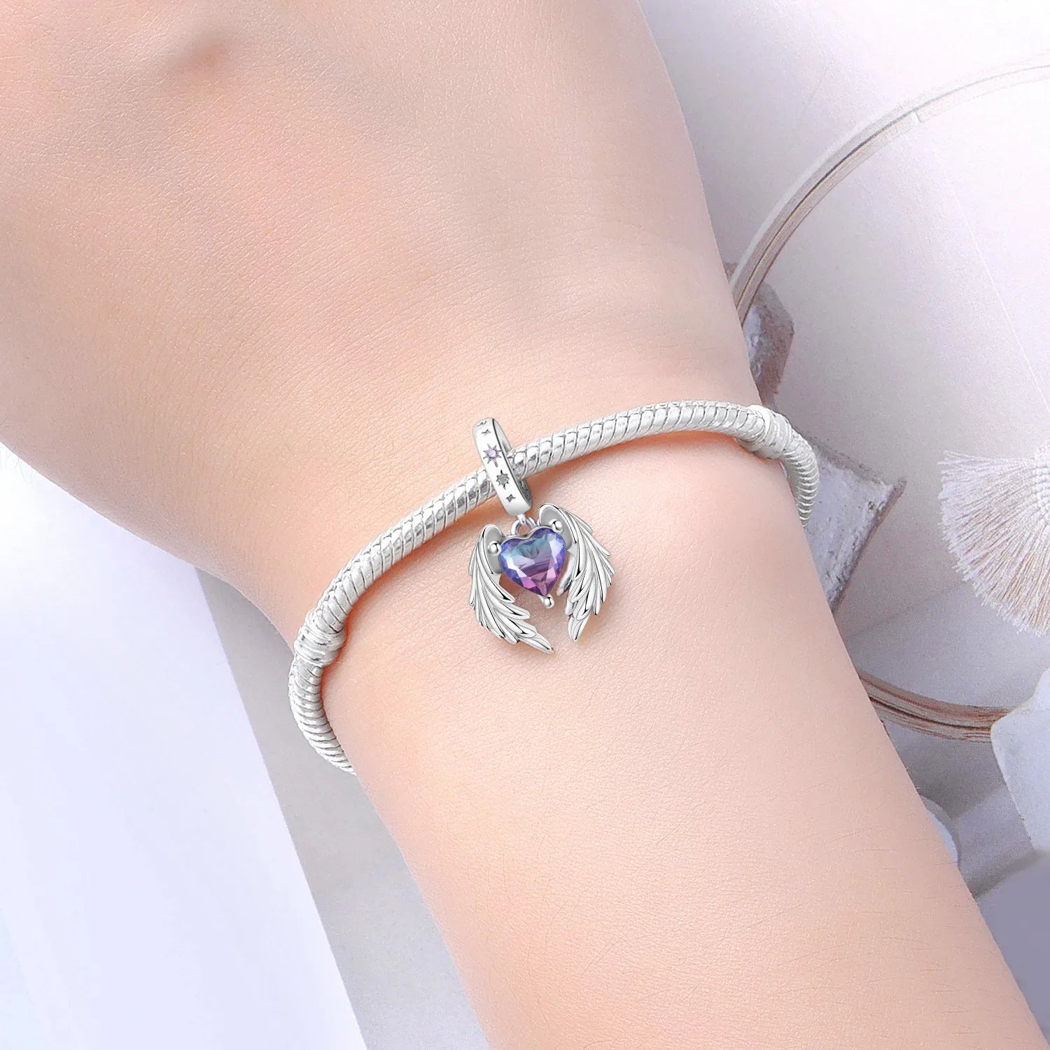 PANPOKI 925 Sterling Silver Wings Guardian Love Pendant Beads Original Pendants Bracelet Charm Jewelry Party DIY Gifts