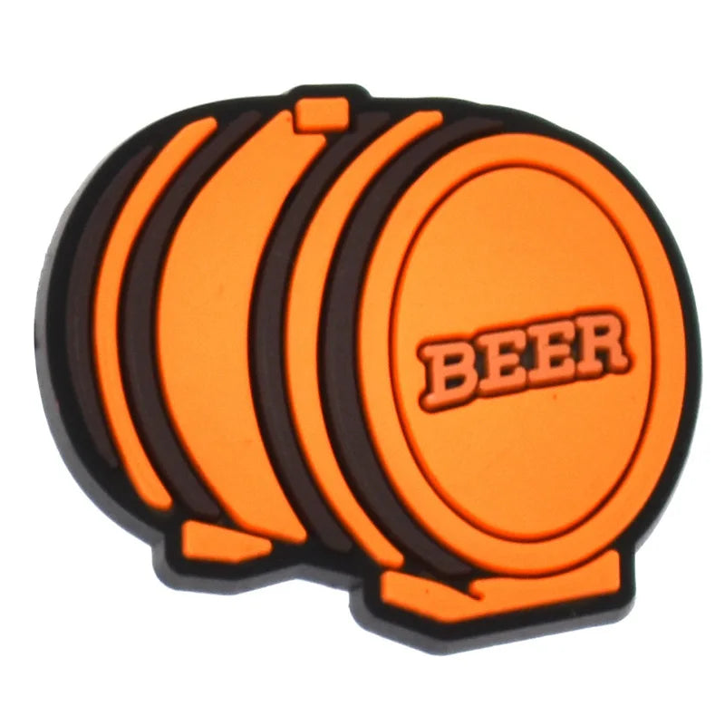 1 pièce de breloques en PVC pour chaussures Crocs, motif poulet à la bière, accessoires de bricolage, badge unisexe, boucle pour sandales, décoration pour jeans enfant.