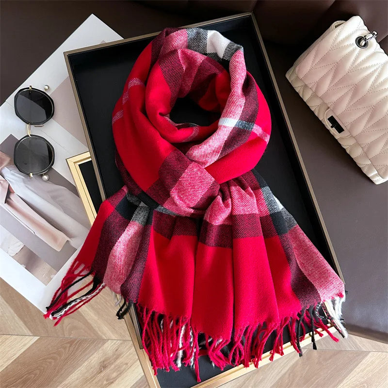 Premium Cashmere Plaid Scarf - Blend of Classic Charm & Modern Elegance
