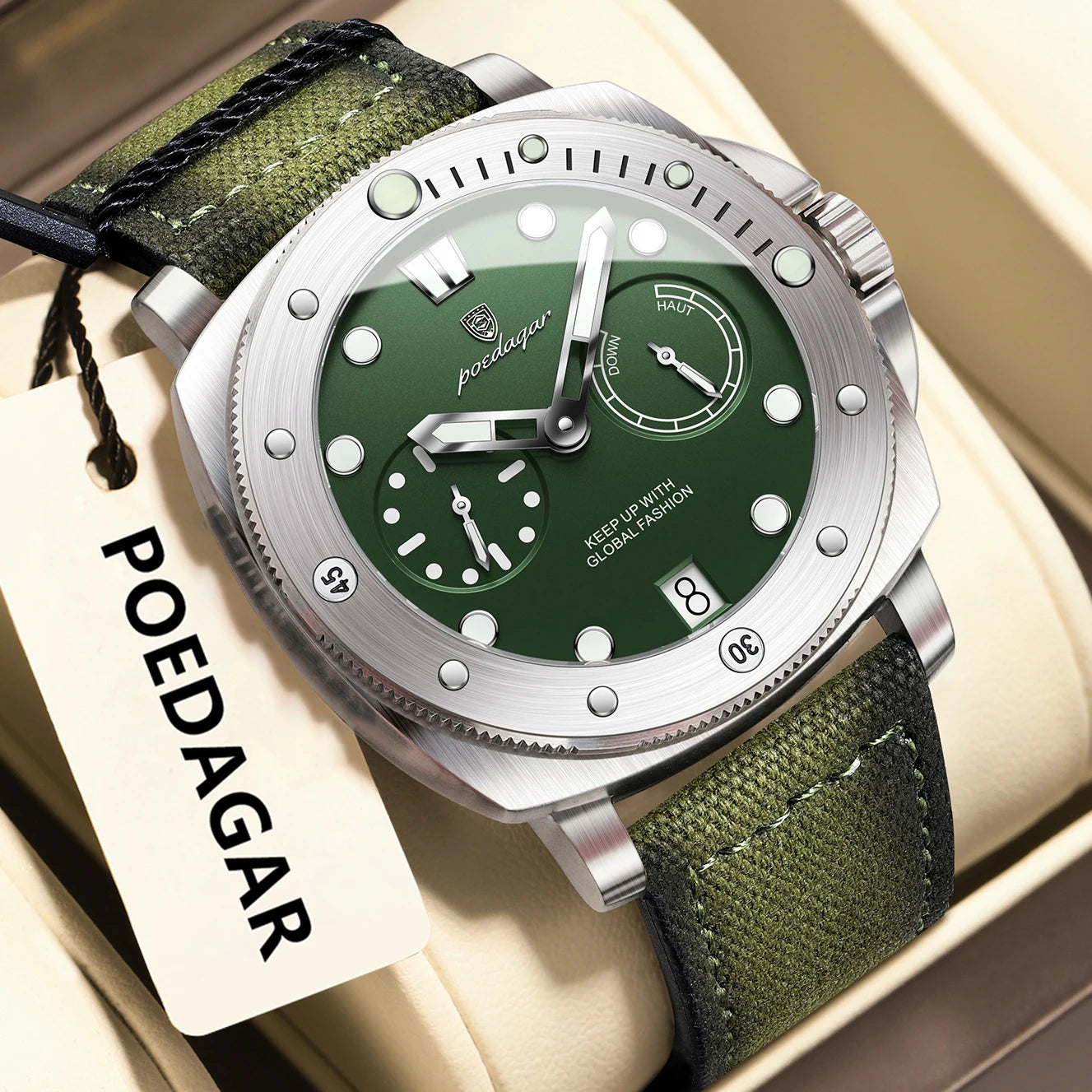 POEDAGAR High Quality Military Watch For Man Waterproof Luminous Date Fashion Men Clock Nylon Leather Quartz Men's Watches Reloj
