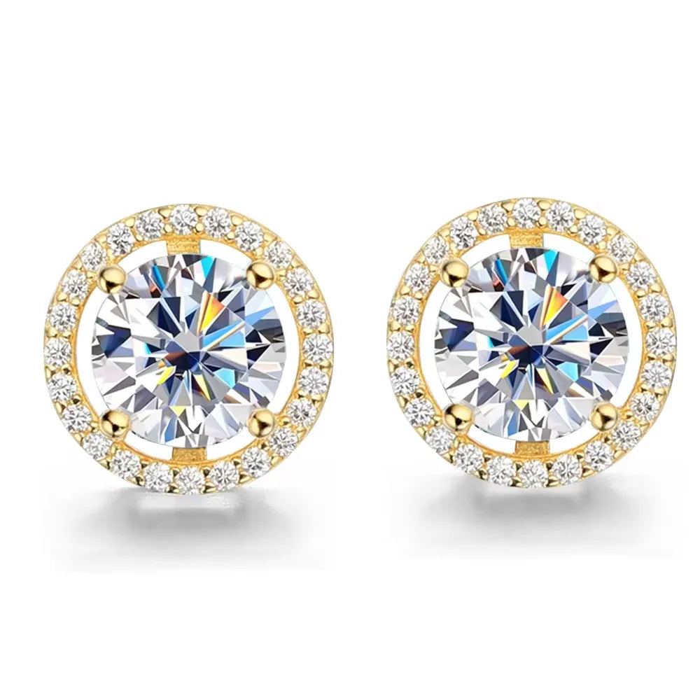 Serenity 0.5ct 1ct 2ct All D Moissanite Earrings For Women Gift S925 Sterling Silver Sparkling Round Bag Stud Earrings Jewelry