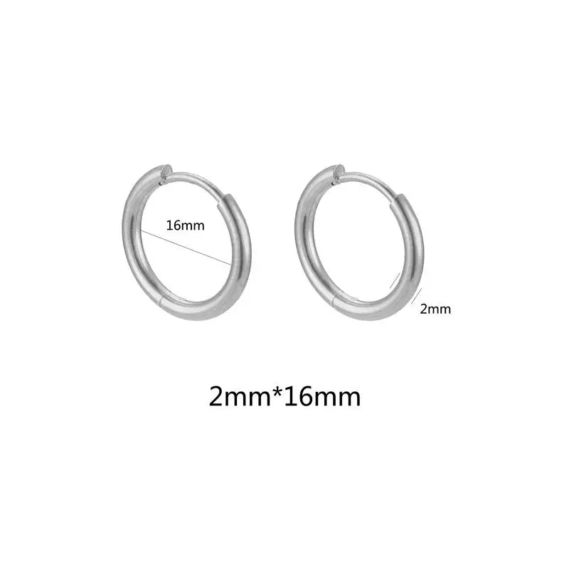 10pcs Stainless Steel Small Hoops Earring Piercing Ear Cartilage 8-20mm Women Men Stainles Steel Round Circle Pendientes