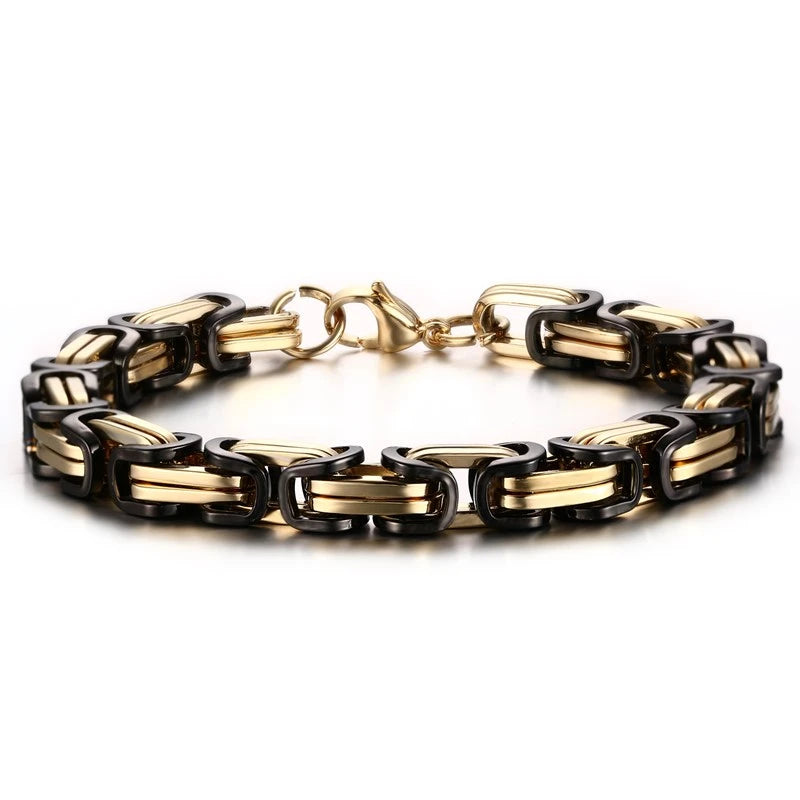 Vnox Stylish Byzantine Chain Bracelet for Men Women Boys, Waterproof Stainless Steel Link Wristband, 4/5/6/6.5/8mm Wide - Madeinsea©