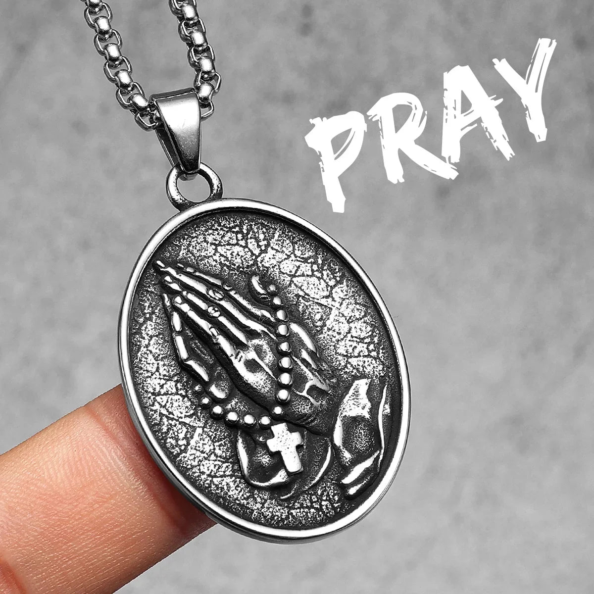 Retro Prayer Pendants Cross Pray Necklace 316L Stainless Steel Men Women Chain Rock Rap for Male Jewelry Xmas Gift Wholesale