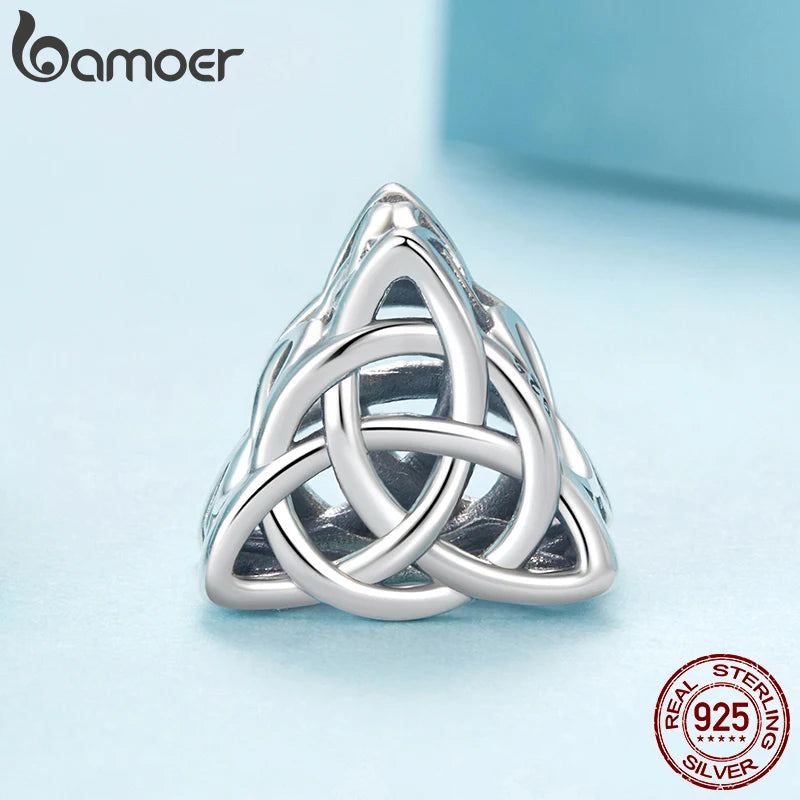 Pendentif nœud celtique original en argent sterling 925 Bamoer, amulette nordique, porte-bonheur, bijou raffiné pour femmes et hommes, idéal pour les fêtes vikings.