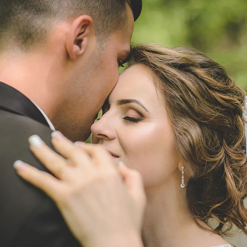 OXTAO 3ct Moissanite Drop Piercing Earrings 925 Sterling Silver Long Chain Tassel Earring for Women Wedding Jewelry Gifts GRA