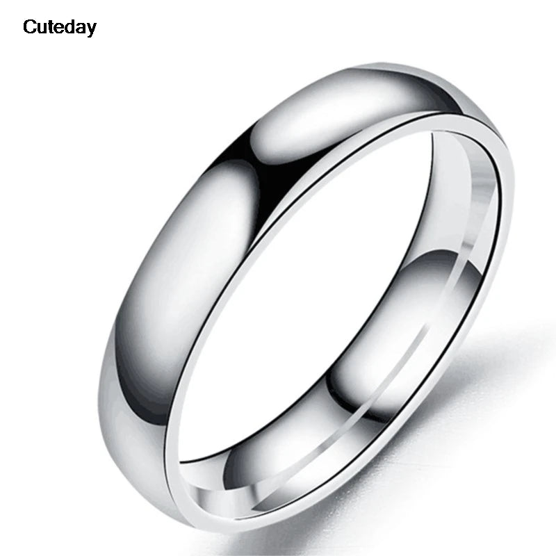 Simple 4mm 6mm Titanium Ring Women Men Prevent Allergy High Polished Wedding Rings Stainless Steel Couple Finger Jewelry Gifts