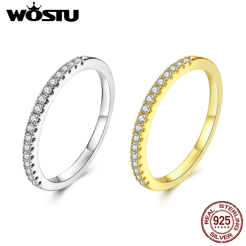 WOSTU Moissanite Wedding band Ring For Women 925 Sterling Silver Eternity Stackable Engagement Rings Multi Gems Band Anillos